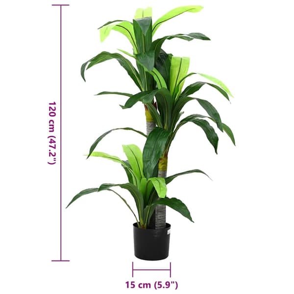 vidaXL Konstgjort Dracaena-träd 36 blad 120 cm grönt
