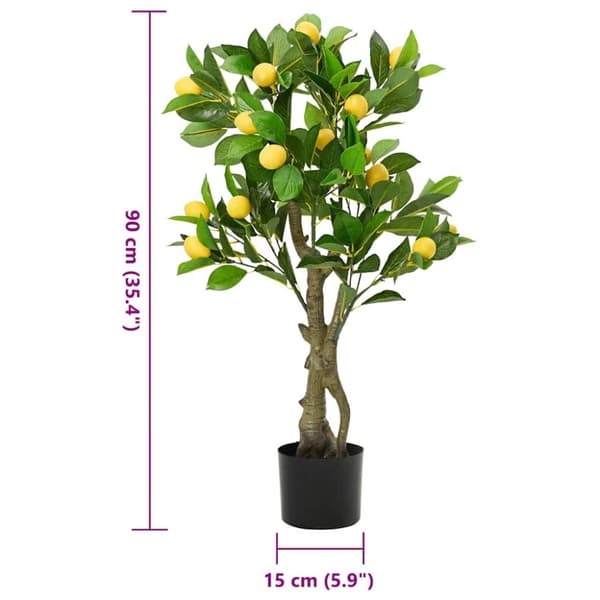 vidaXL kunstigt citrontræ 234 blade 90 cm grøn
