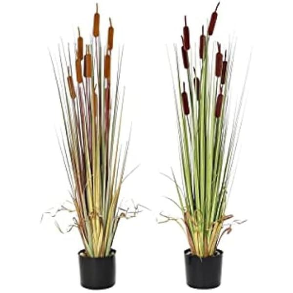 Dekorativ växt - DKD HEMINNREDNING - Bordeauxgrön polyeten PVC - 40 x 40 x 120 cm - Senap (set med 2)