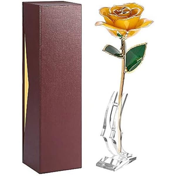 Konstgjord blomma - GENERISK - Doppade gyllene rosor - Guld - Naturlig ros - Perfekt för presenter