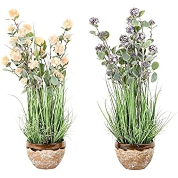 Dekorativ växt - DKD Home Decor - 30 x 30 x 78 cm - Pink Metal Lila Green - Set med 2 enheter