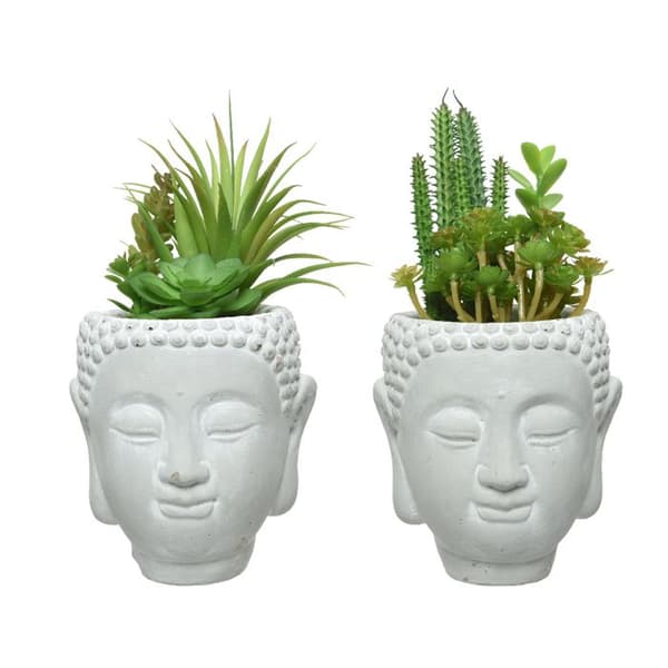 Konstgjord växt - EDP - Buddha-huvud - Flerfärgad - Set med 2 enheter - Modern design