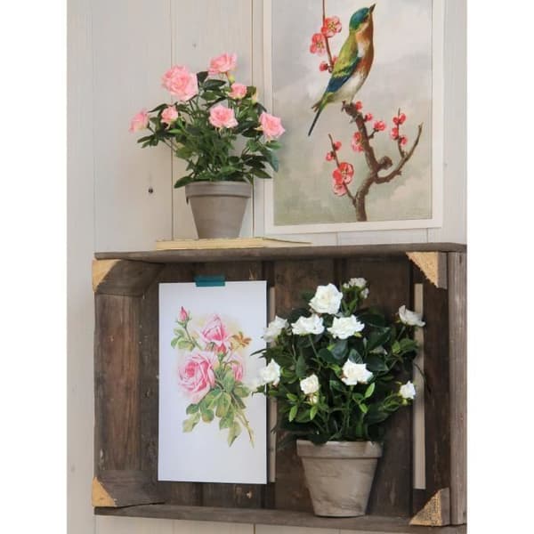 Glimmerdekorationer Rose Bush konstgjorda växter i blomkruka - H33 x Ø25 cm - Vit