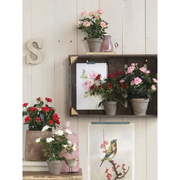Glimmerdekorationer Rose Bush konstgjorda växter i blomkruka - H33 x Ø25 cm - Vit