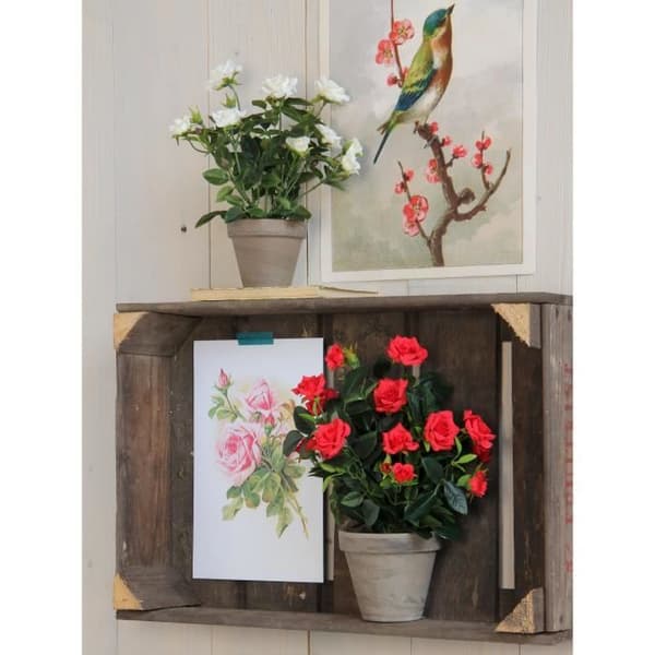 Glimmerdekorationer Rose konstgjorda växter i blomkruka - H33 x Ø25 cm - Röd