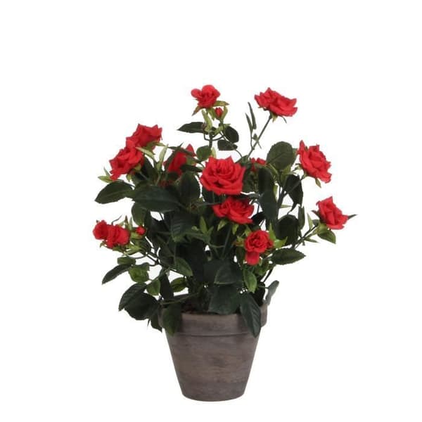 Glimmerdekorationer Rose konstgjorda växter i blomkruka - H33 x Ã˜25 cm - Röd