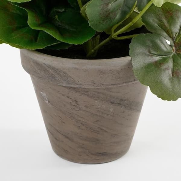 Konstgjord pelargonplanta i cementkruka - H34 x Ø20 cm - Lila - Glimmerdekorationer