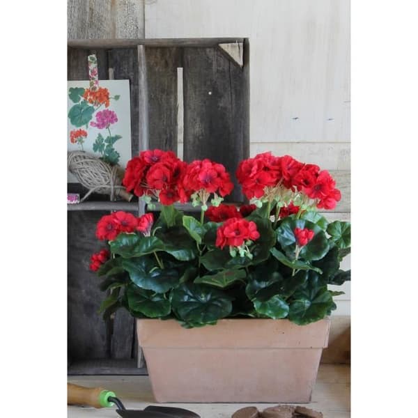 Konstgjord pelargonväxtblomma - L29 x B13 x H40 cm - Röd - Glimmerdekorationer