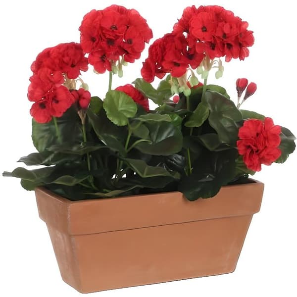 Konstgjord pelargonväxtblomma - L29 x B13 x H40 cm - Röd - Glimmerdekorationer