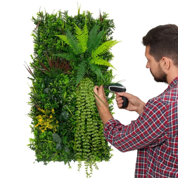Kunstig Plantevægspanel Levende Løv Blomst Grønne Fliser Indendørs Udendørs Vejr- & UV-resistent Græshegn Falsk Hæk Privatlivsbaggrund Have Hjemmeindr