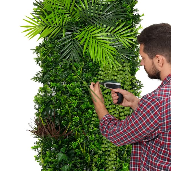 Kunstig Plantevægspanel Levende Løv Blomst Grønne Fliser Indendørs Udendørs Vejr- & UV-resistent Græshegn Falsk Hæk Privatlivsbaggrund Have Hjemmeindr