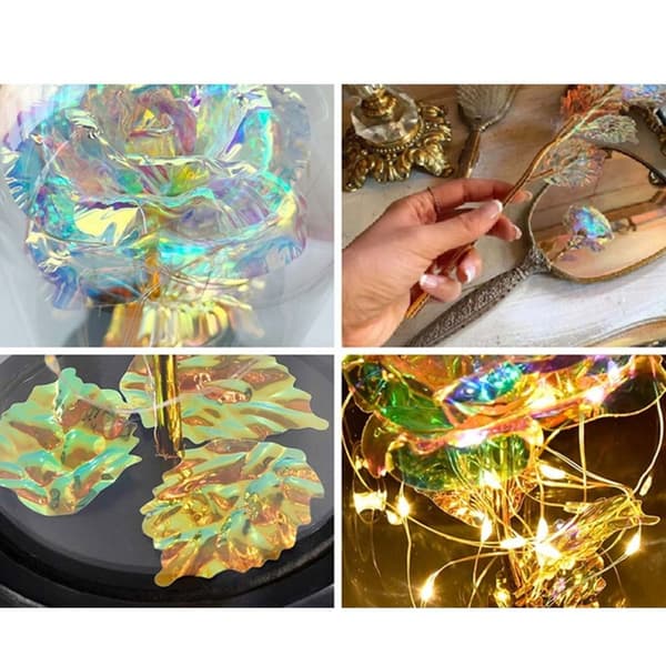Evighetsros 24k Guldpläterad Diamantros med Belysning i Gåvoförpackning