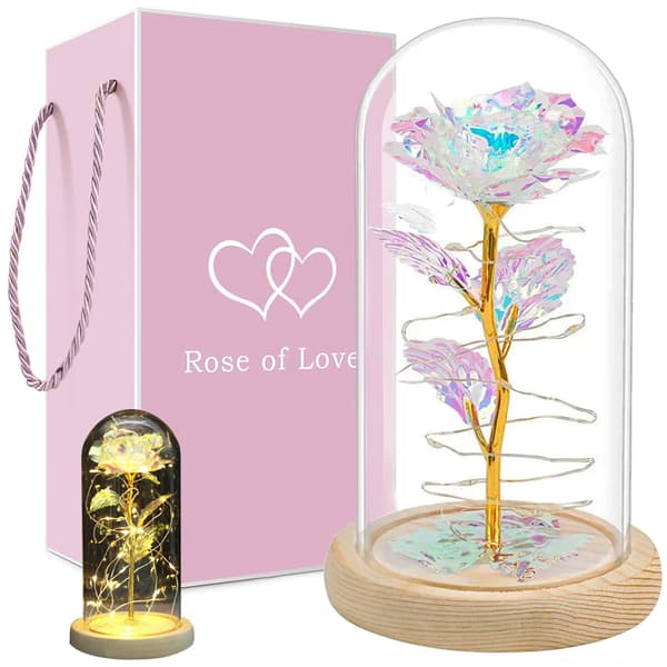 Eternity Rose 24k forgyldt diamantrose med belysning i gaveæske