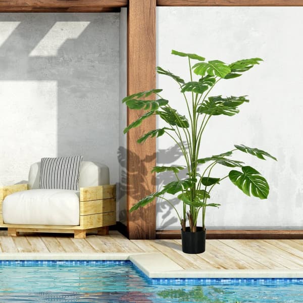 Rootz 180 cm kunstig plante med planter - falsk plante - faux plante - realistisk look - grøn bladindretning - 180 cm x ø20cm x 17,5 cm