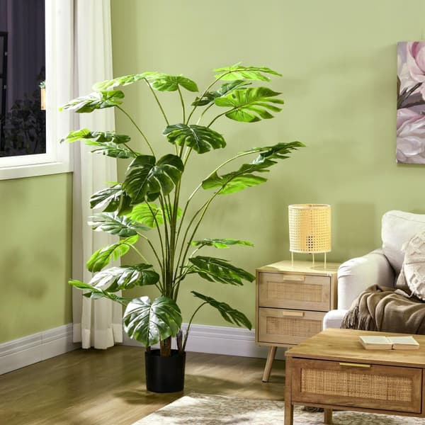 Rootz 180 cm kunstig plante med planter - falsk plante - faux plante - realistisk look - grøn bladindretning - 180 cm x ø20cm x 17,5 cm