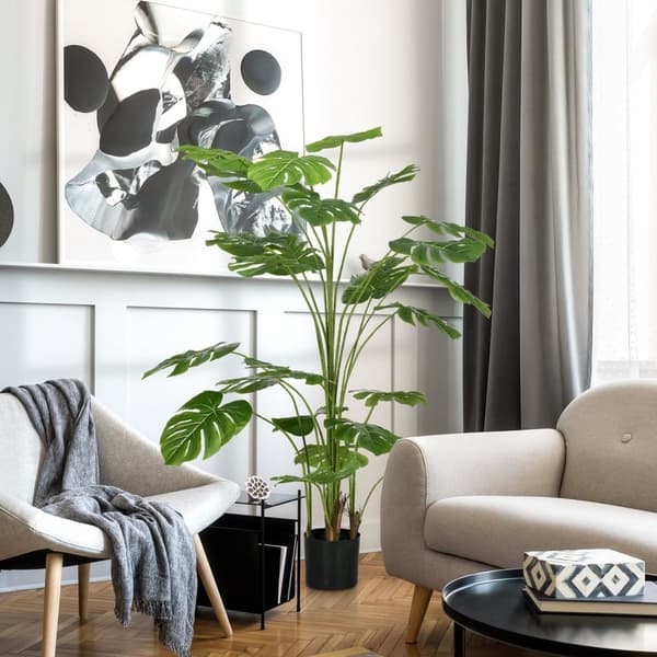 Rootz 180 cm kunstig plante med planter - falsk plante - faux plante - realistisk look - grøn bladindretning - 180 cm x ø20cm x 17,5 cm