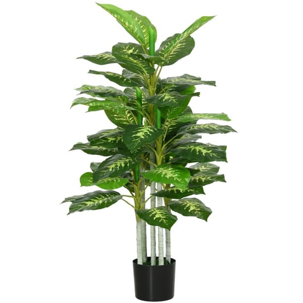 Rootz Artificial Calathea Plant - Faux Plant - Replica Flower - Ingen vård behövs - 120 cm Höjd - Cementpott Ø 17x14.5cm
