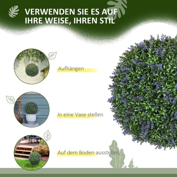 Rootz Artificial Plant Set - Faux lavendelbuskar - UV -resistent grönska - inomhus/utomhusdekor - 42 cm diameter
