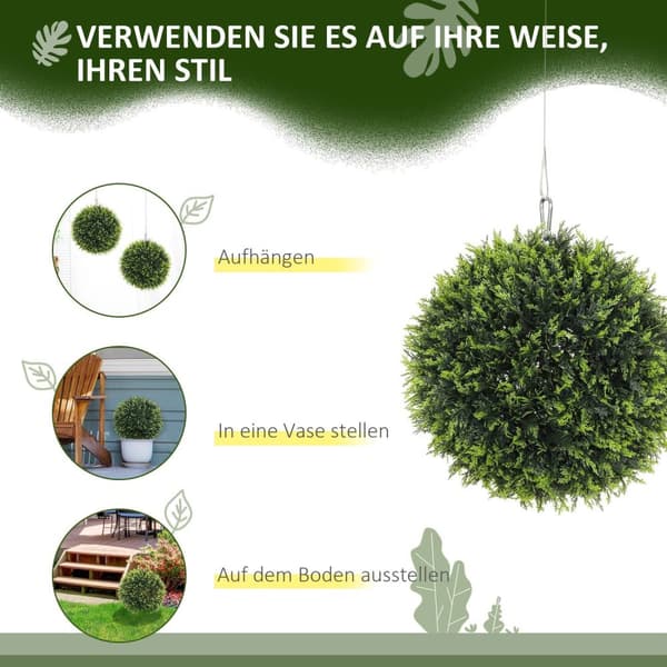 Rootz Artificial Plant Set av 2 - Dekorativa växter - Faux växter - UV -resistent - Lush året runt - 45 cm diameter