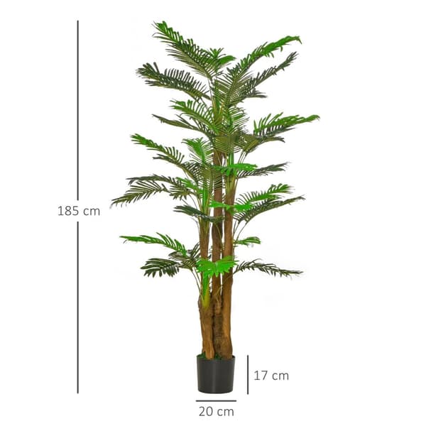 Rootzin keinotekoinen palmu - Faux Plant - Elinikäinen viheralue - Realistinen ilme - H.1.85M - POT Ø20CM X 17HCM