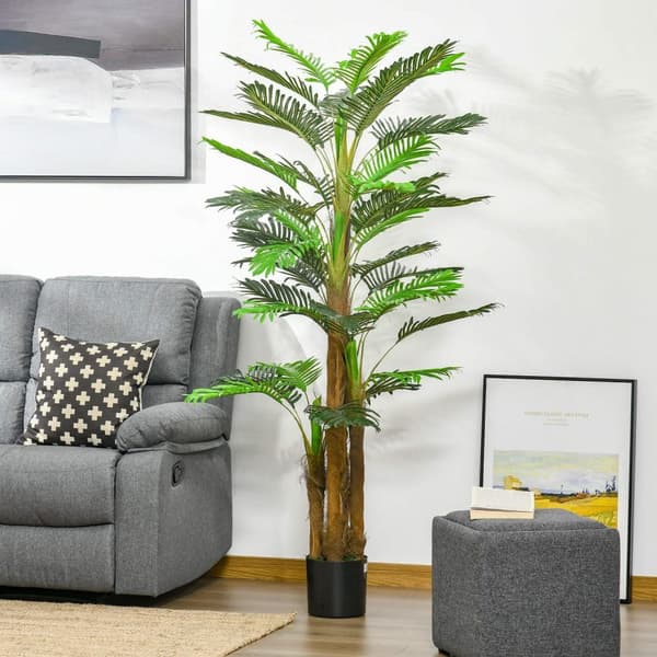 Rootzin keinotekoinen palmu - Faux Plant - Elinikäinen viheralue - Realistinen ilme - H.1.85M - POT Ø20CM X 17HCM