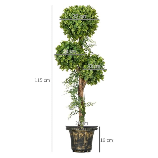 Rootz Artificial Plant Tree 3 Balls Boxwood - Faux Greenery - Dekorativ topiary - Realistisk design - 115 cm höjd