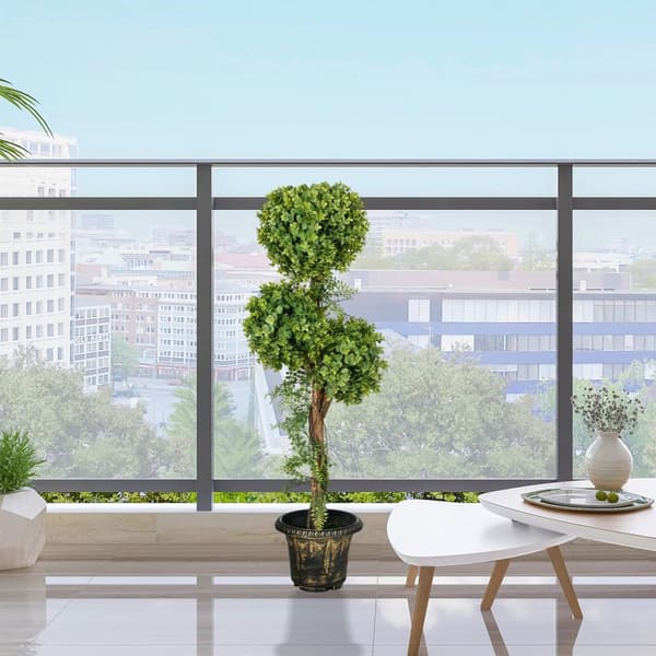 Rootz Artificial Plant Tree 3 Balls Boxwood - Faux Greenery - Dekorativ topiary - Realistisk design - 115 cm höjd
