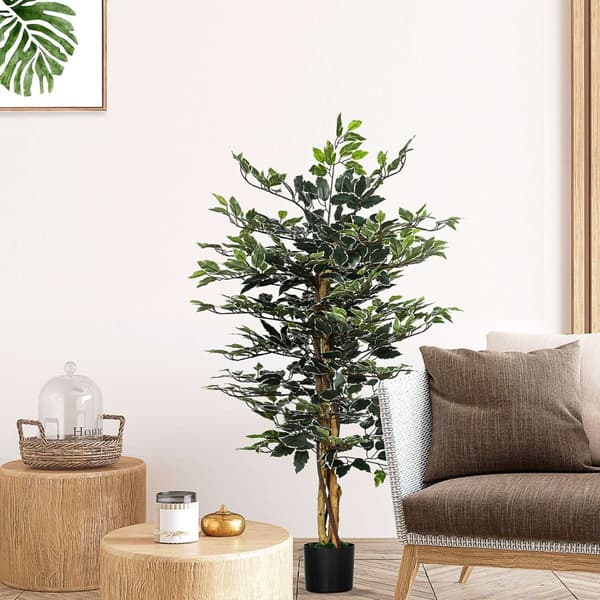 Rootz kunstig ficus plante - faux løv - syntetisk grøn - lav vedligeholdelse - 1,30 m høj
