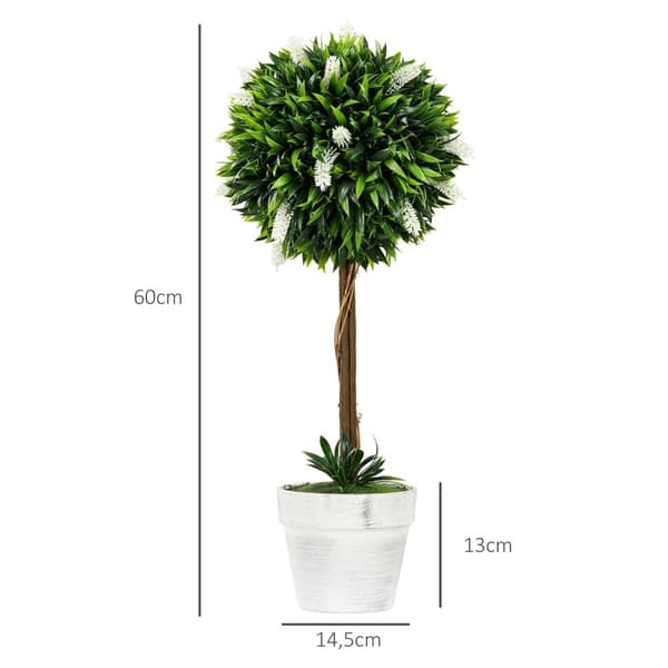 Rootz kunstige lavendeltræer sæt - faux lavendelplanter - Lådig lavendelindretning - let vedligeholdelse - 60 cm høj - Ø24CM gryde