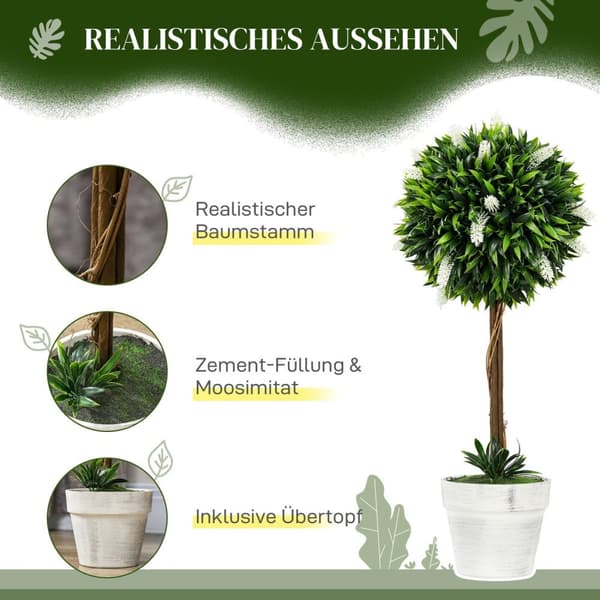 Rootz kunstige lavendeltræer sæt - faux lavendelplanter - Lådig lavendelindretning - let vedligeholdelse - 60 cm høj - Ø24CM gryde