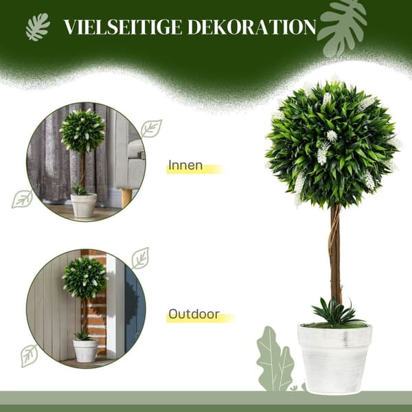 Rootz kunstige lavendeltræer sæt - faux lavendelplanter - Lådig lavendelindretning - let vedligeholdelse - 60 cm høj - Ø24CM gryde
