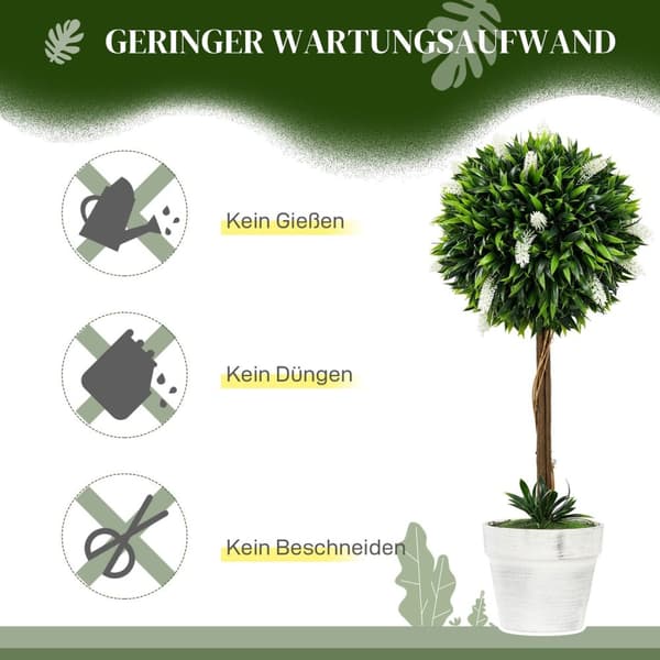 Rootz kunstige lavendeltræer sæt - faux lavendelplanter - Lådig lavendelindretning - let vedligeholdelse - 60 cm høj - Ø24CM gryde