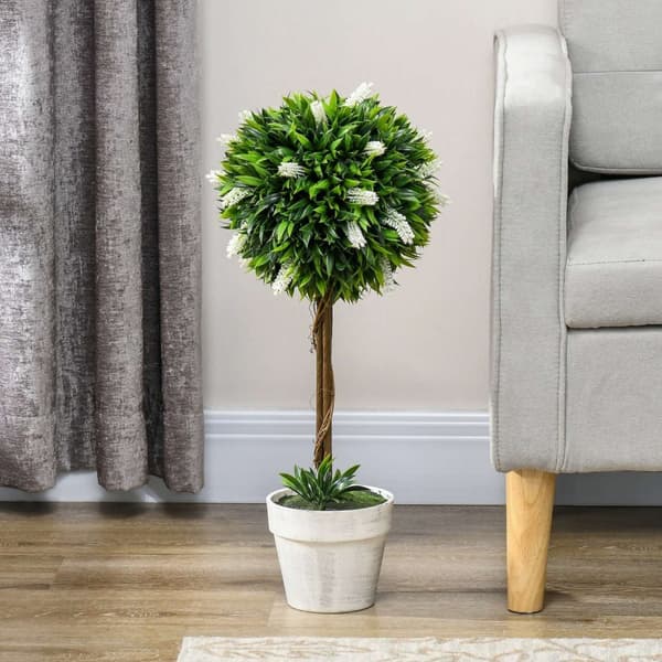 Rootz kunstige lavendeltræer sæt - faux lavendelplanter - Lådig lavendelindretning - let vedligeholdelse - 60 cm høj - Ø24CM gryde