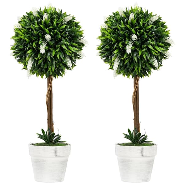 Rootz kunstige lavendeltræer sæt - faux lavendelplanter - Lådig lavendelindretning - let vedligeholdelse - 60 cm høj - Ø24CM gryde