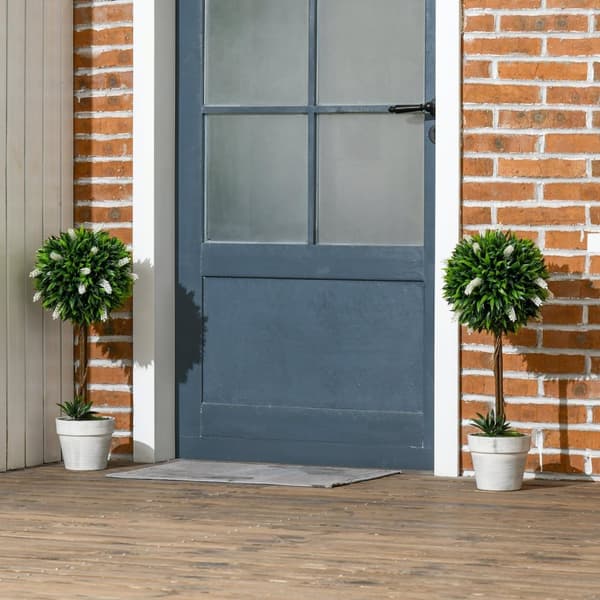 Rootz kunstige lavendeltræer sæt - faux lavendelplanter - Lådig lavendelindretning - let vedligeholdelse - 60 cm høj - Ø24CM gryde