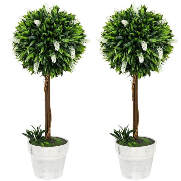 Rootz kunstige lavendeltræer sæt - faux lavendelplanter - Lådig lavendelindretning - let vedligeholdelse - 60 cm høj - Ø24CM gryde