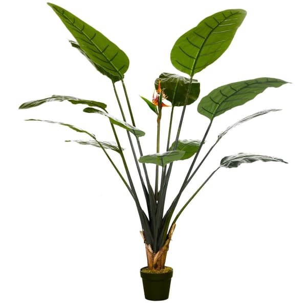 Rootz Artificial Bird of Paradise Plant - Strelitzia - Faux Greenery - Realistic Decor - 180 cm High - Inkluderer 13 blade og 2 blomster med gryde