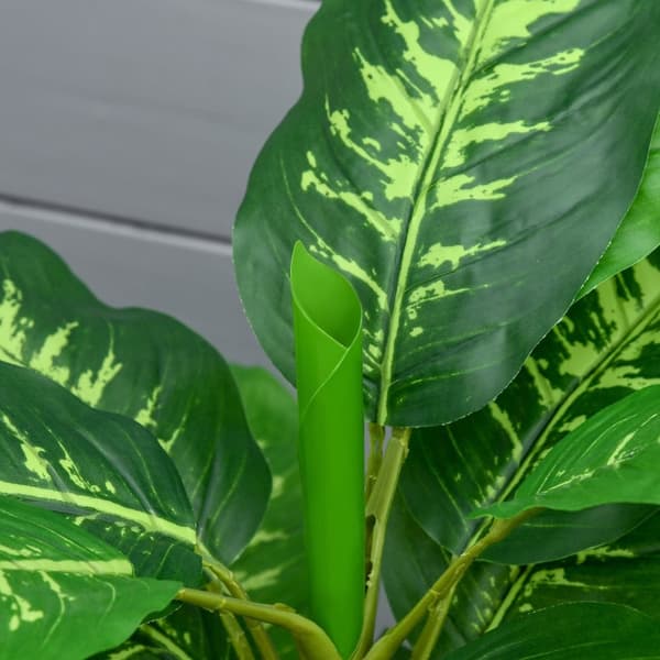 Rootz Artificial Calathea Plant - Faux Plant - Livagtige grønt - ingen vedligeholdelse - 95 cm - Cement Pot Ø17X14.5 cm til indendørs og udendørs indr