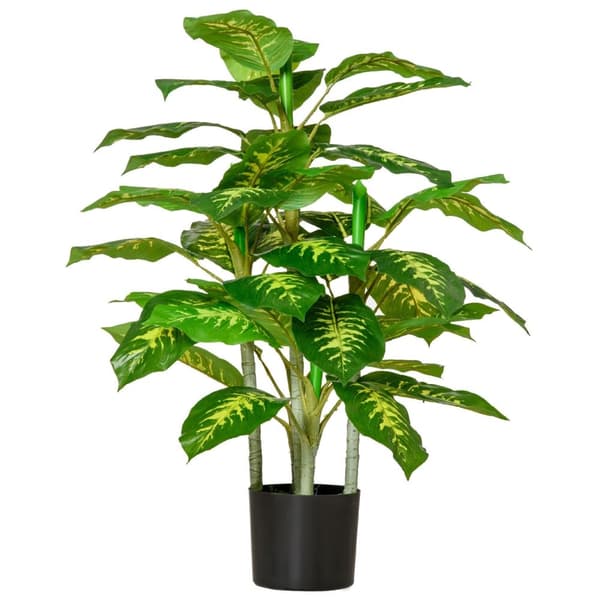Rootz Artificial Calathea Plant - Faux Plant - Livagtige grønt - ingen vedligeholdelse - 95 cm - Cement Pot Ø17X14.5 cm til indendørs og udendørs indr