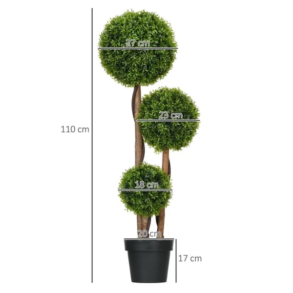 Rootzin keinotekoinen buxus -puu - Faux Plant - Koristeellinen puu - Elämäinen muotoilu - 110 cm x Ø 20 cm ruukku sisä- ja ulkokäyttöön
