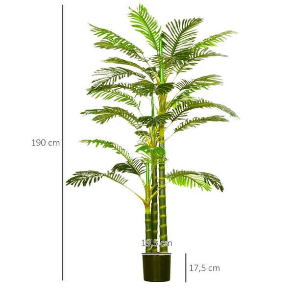 Rootz Artificial Plant in Pot - Fake Palm Tree - Imitation Greenery - Easy Care - 190 cm - Ø19,5 x 17,5 cm