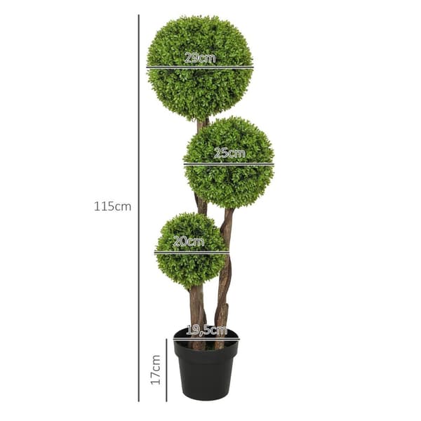 Rootz Artificial Boxwood Plant - Faux Greenery - Realistic Decor - Always Fresh - 115 cm H X 19,5 cm Ø Pot
