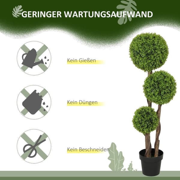 Rootz Artificial Boxwood Plant - Faux Greenery - Realistic Decor - Always Fresh - 115 cm H X 19,5 cm Ø Pot