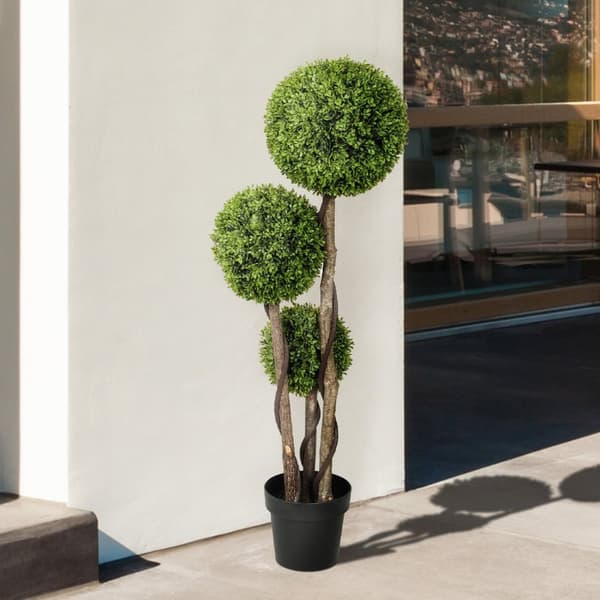 Rootz Artificial Boxwood Plant - Faux Greenery - Realistic Decor - Always Fresh - 115 cm H X 19,5 cm Ø Pot