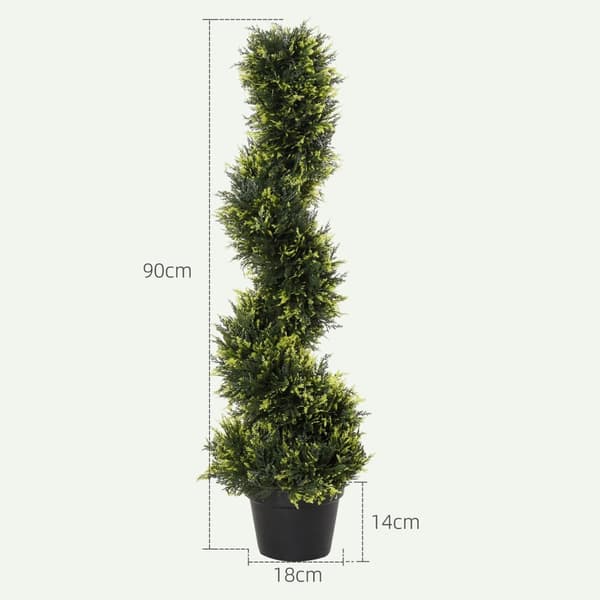 Rootz Artificial Spiral Plant - Spiral Cedar Tree - Faux Greenery - Low Maintenance Decor - Ø18 X 90H CM