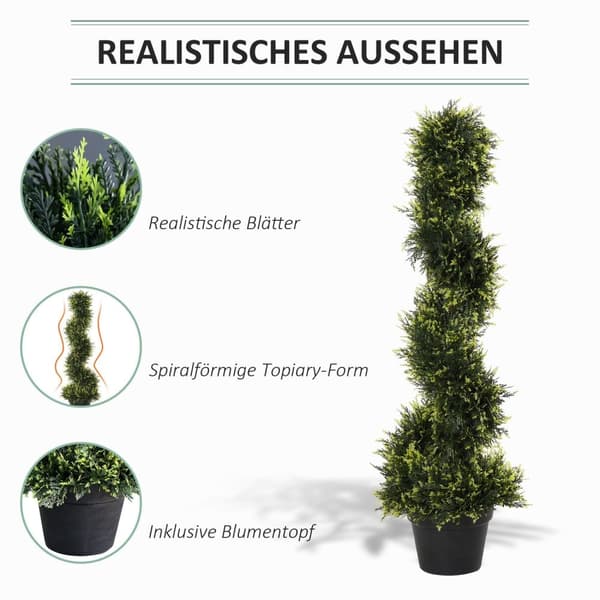 Rootz Artificial Spiral Plant - Spiral Cedar Tree - Faux Greenery - Low Maintenance Decor - Ø18 X 90H CM