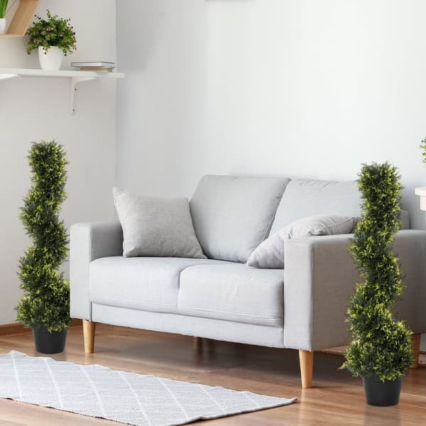Rootz Artificial Spiral Plant - Spiral Cedar Tree - Faux Greenery - Low Maintenance Decor - Ø18 X 90H CM
