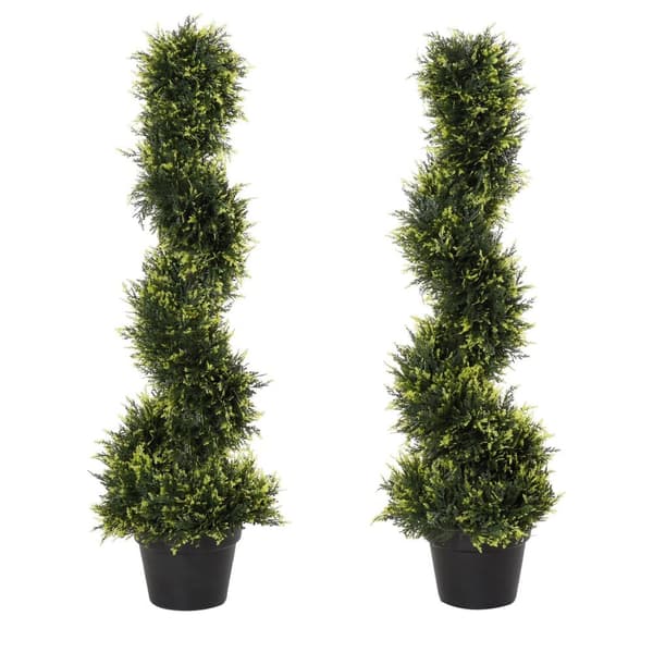 Rootz Artificial Spiral Plant - Spiral Cedar Tree - Faux Greenery - Low Maintenance Decor - Ø18 X 90H CM