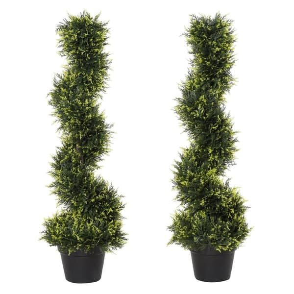 Rootz Artificial Spiral Plant - Spiral Cedar Tree - Faux Greenery - Lav vedligeholdelsesindretning - Ø18 X 90H cm