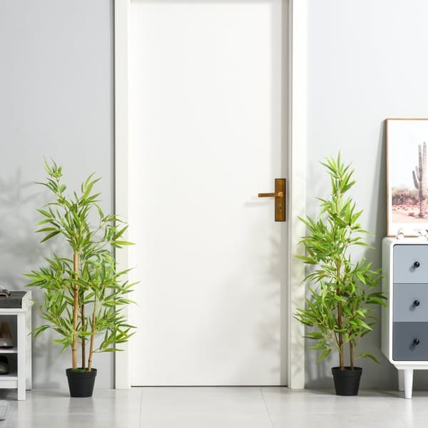 Rootz kunstige bambusplanter sæt - faux bambus - syntetisk bambus - realistisk design - 70 cm x 120 cm - sort grøn gryde